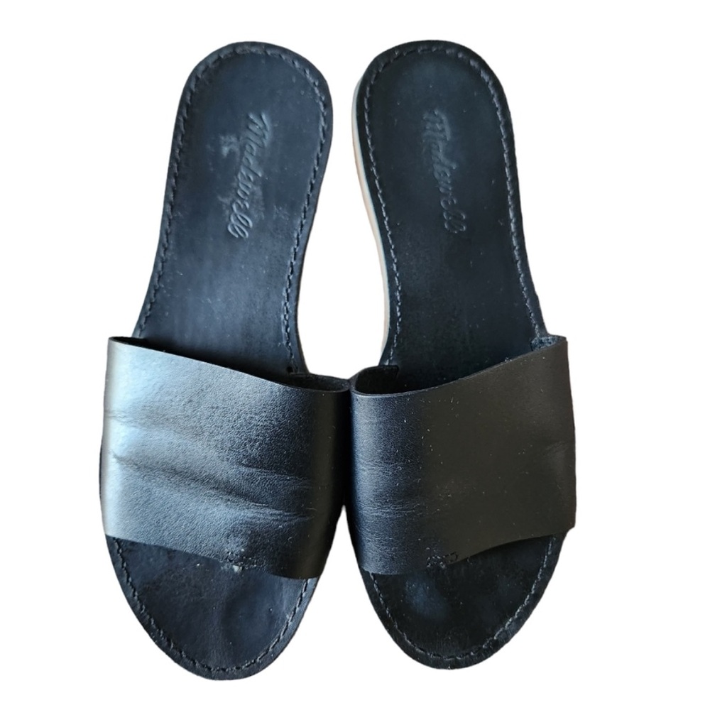 Madewell Boardwalk Post Slide Sandal True Black size 8